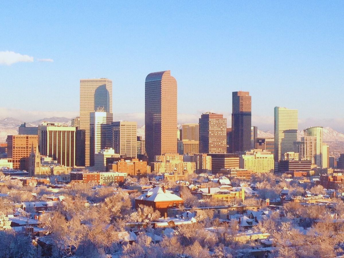 A view of Denver in winter, Denver County, CO